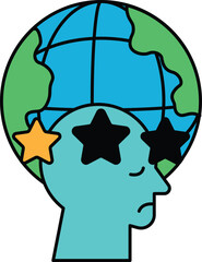 A man's head with three stars on it