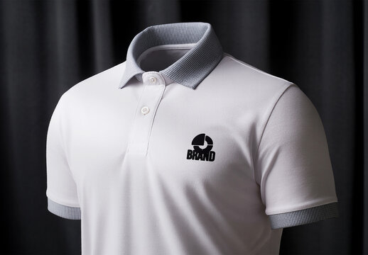 Logo Closeup Polo Tshirt Mockup Template