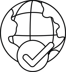 A globe with a check mark on it