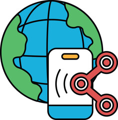 A phone is shown with a globe in the background