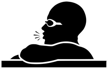 Fototapeta premium swimmer dives into pool and kicks with strong legs to sprint through water