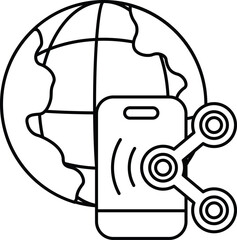 A phone is shown with a globe in the background