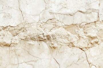 A detailed close-up view of a textured stone surface, exhibiting intricate cracks and variations in light beige and off-white tones, showcasing a natural and aged aesthetic.