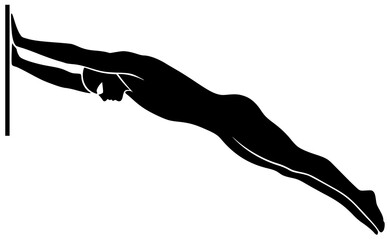 swimmer dives into pool and kicks with strong legs to sprint through water