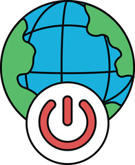 A globe with a power button on it