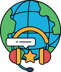 A cartoon of a person wearing headphones