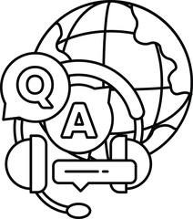 A QA logo with a globe and a headset