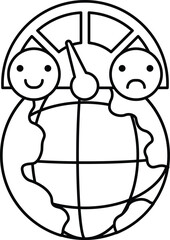 A cartoon of a globe with a thermometer on it