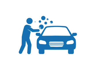 Person washing car isolated on transparent background