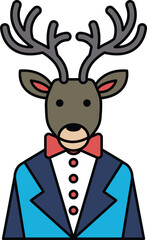 A deer wearing a suit and tie