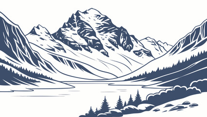 Vector art of majestic mountain range landscape with snowcapped peaks and a serene valley © MST SAHIDA  BEGUM 