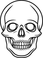 Obraz premium Minimalist Skull Outline Icon - Black and White Vector Art