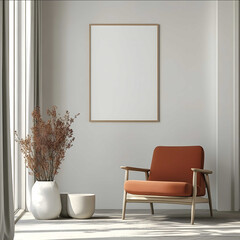 mockup of a poster on a wall using minimal light colours