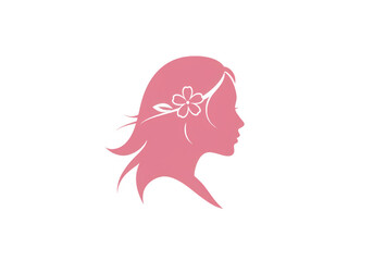 Pink female profile isolated on transparent background