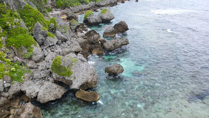 Drone aerial view of a tropical coast