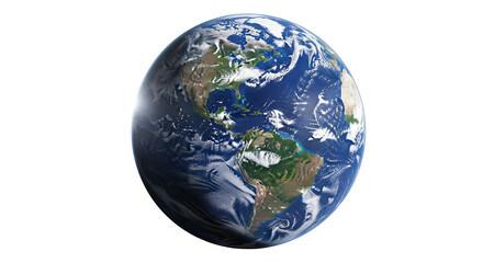 Obraz premium Vibrant Planet Earth Globe Showing Continents on Isolated transparent background