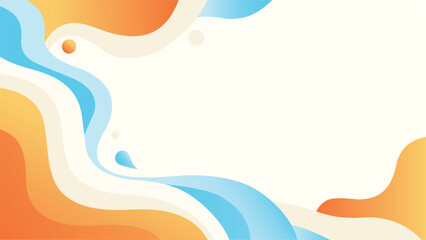 Soft abstract background with flowing light blue, orange, and beige curved shapes with a large white space.