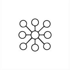 Minimalist line style node and network icon set. Perfect for illustrating technology, connectivity, big data, blockchain structure, and modern infographic design. Clean outline vector with geometric s