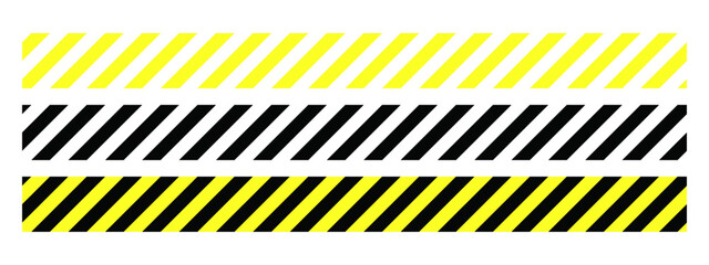 Set Of Black And Yellow Industrial Warning Long Stripes Symbol Seamless Texture Pattern Collection