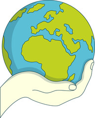 Earth day illustration. Earth Day enviromental and eco activism vector concept globe, plant, green. Vector isolated.