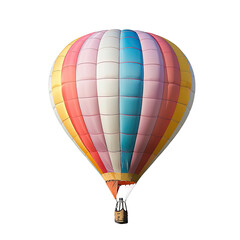 Naklejka premium Vivid, colorful hot air balloon ascending against a black backdrop