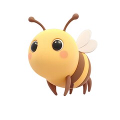 Obraz premium 漫画のハチのイラスト 黄色と茶色の愛らしいデザイン 白い背景 昆虫のキャラクター