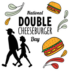 NATIONAL DOUBLE CHEESEBURGER DAY vector illustration