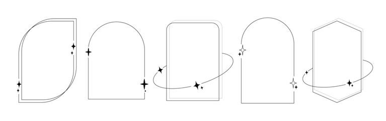 Simple Star Icon with Line Art Frame