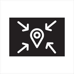 Meeting Point Arrows Converging on Central Point Icons Black and White Color Vector Design Illustration