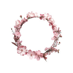 Obraz premium Pink flower with a circular decorative frame