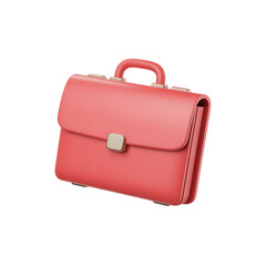Salmon pink briefcase with golden locks floating on transparent background in 3d rendering