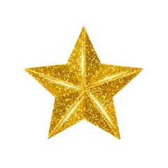 Obraz premium A shimmering gold glitter star decoration isolated on a white background