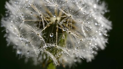 Water droplets on dandelion seed head - Powered by Adobe