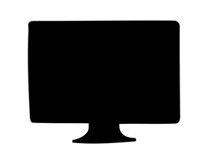 Silhouette of a computer monitor with a stand against a white background