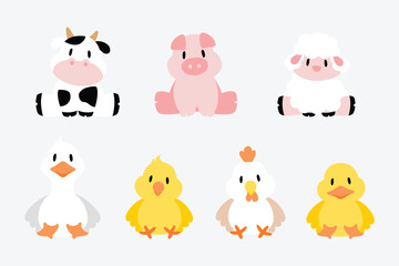 Farm animal cartoon - sitting