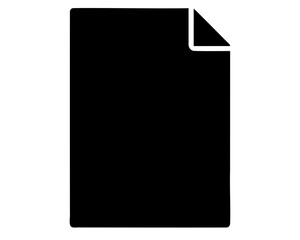 Solid black document icon with a folded upper right corner illustration