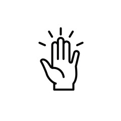 Obraz premium Line Art Icon of a Hand with Three Fingers Extended Glowing Top.