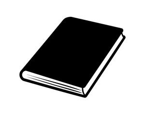 Simple black book illustration on a white background with soft rounded corners