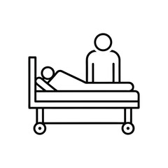Minimalist Line Art Icon of Patient Lying in Hospital Bed Healthcare and Medical Treatment Symbol