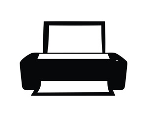 Stylized monochrome icon of a modern printer machine for home or office