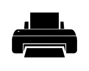 Simple Black Silhouette of an Inkjet Printer on White Background Illustration