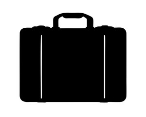 Black Suitcase Silhouette with Handle for Travel or Business Purposes