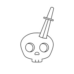 A skull with a sword sticking out of it