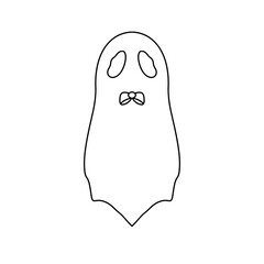 A ghost with a bow tie is drawn in white