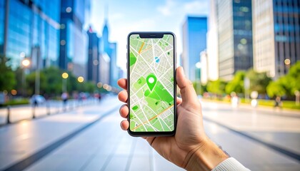 Smartphone displaying map app