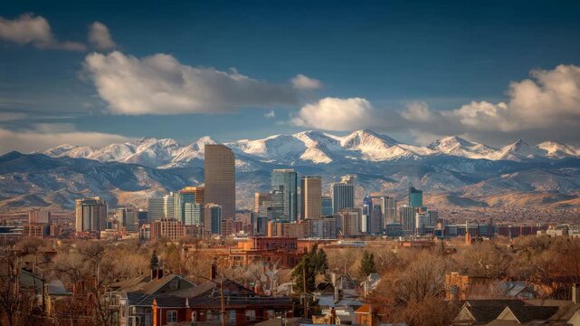Salt Lake City Skyline with Mountain Backdrop at Sunset
