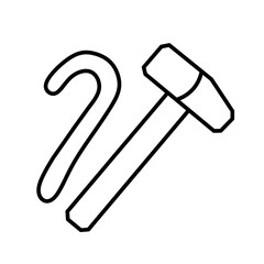 Minimalist Line Art Hammer and Crowbar Construction Tools Illustration Icon