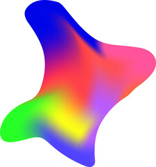 Illustration of abstract colorful gradient shape with smooth flowing form isolated on transparent background