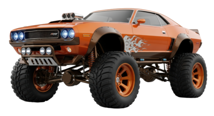 Isolated Orange Monster Truck