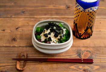 マグロとオクラ、山芋の和え物